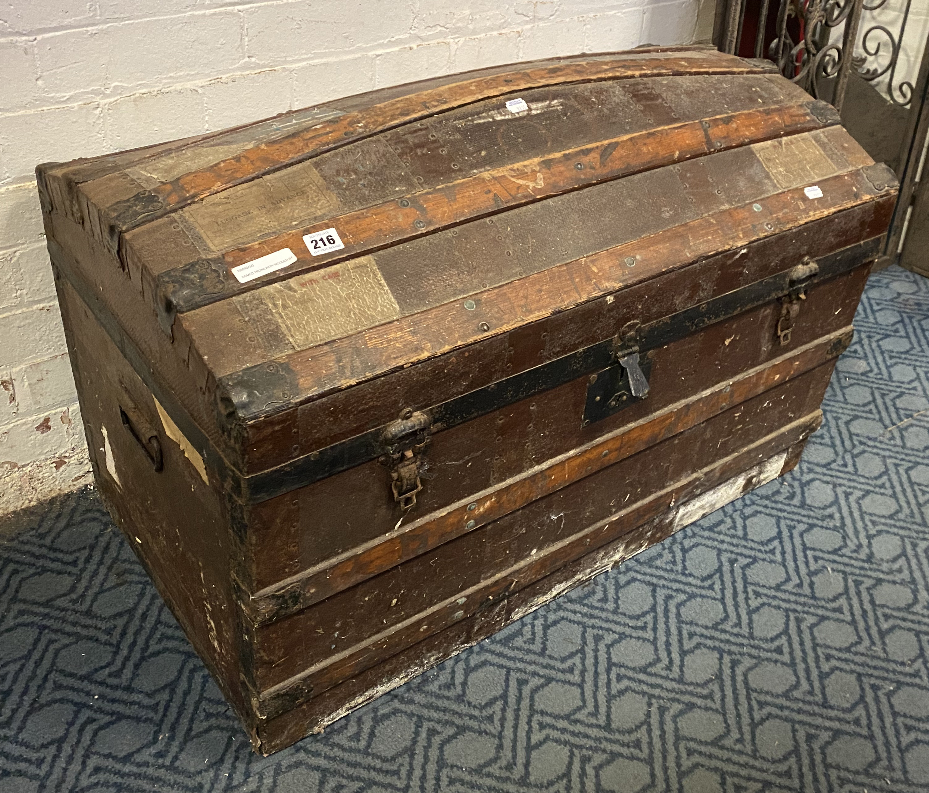 DOMED TRUNK WITH WOODEN STRAPS