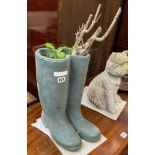 PAIR OF CONCRETE WELLINGTON BOOTS