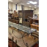 METAL GLASS COFFEE TABLE & TRUMPET CD HOLDER