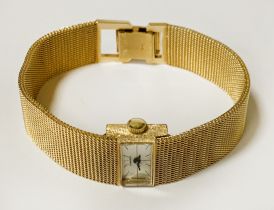 14CT GOLD LADIES WATCH BY LONGINES - DIAL MEASURES APPROX 16MM INCLUDING CROWN 36CMS (H) X 18CMS (W)