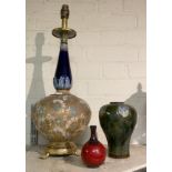 THREE DOULTON LAMBETH ITEMS - ART NOUVEAU VASE & FLAMBE VASE