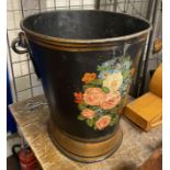 WW2 ARMY ISSUE GALVANIZED BUCKET - HAND PAINTED STILL LIFE FLOWERS