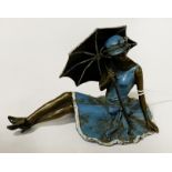 COLD PAINTED BRONZE UMBRELLA GIRL - 8 CMS (H) APPROX