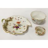 THREE MEISSEN PORCELAIN ITEMS - HAND PAINTED A/F