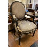 1 X CHAIR WITH GOLD PAINT & UPHOLSTERED - BLACK TRIM