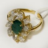 18CT GOLD TESTED EMERALD & DIAMOND RING - SIZE J/K 4.4 GRAMS APPROX