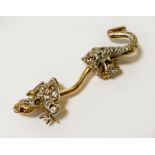 9CT GOLD LIZARD WITH DIAMOND & RUBY EYES 3.5 GRAMS APPROX