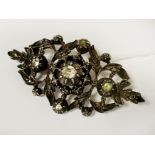 14CT GOLD & SILVER OLD CUT DIAMOND BROOCH