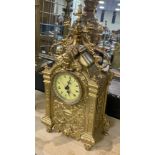 ORNATE CARRIAGE CLOCK IN BRASS - BATTERY OPERATED - 47 CMS (H)