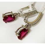 RUBY EARRINGS IN STERLING SILVER