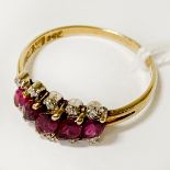 18CT GOLD RUBY & DIAMOND RING - SIZE O - 2.7 GRAMS APPROX
