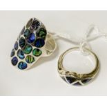 STERLING SILVER ABALONE RINGS X 2 SIZES M