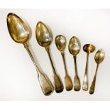6 H/M SILVER SPOONS 19THC -6OZ APPROX