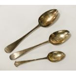 3 H/M SILVER SPOONS 18THC 4OZS APPROX