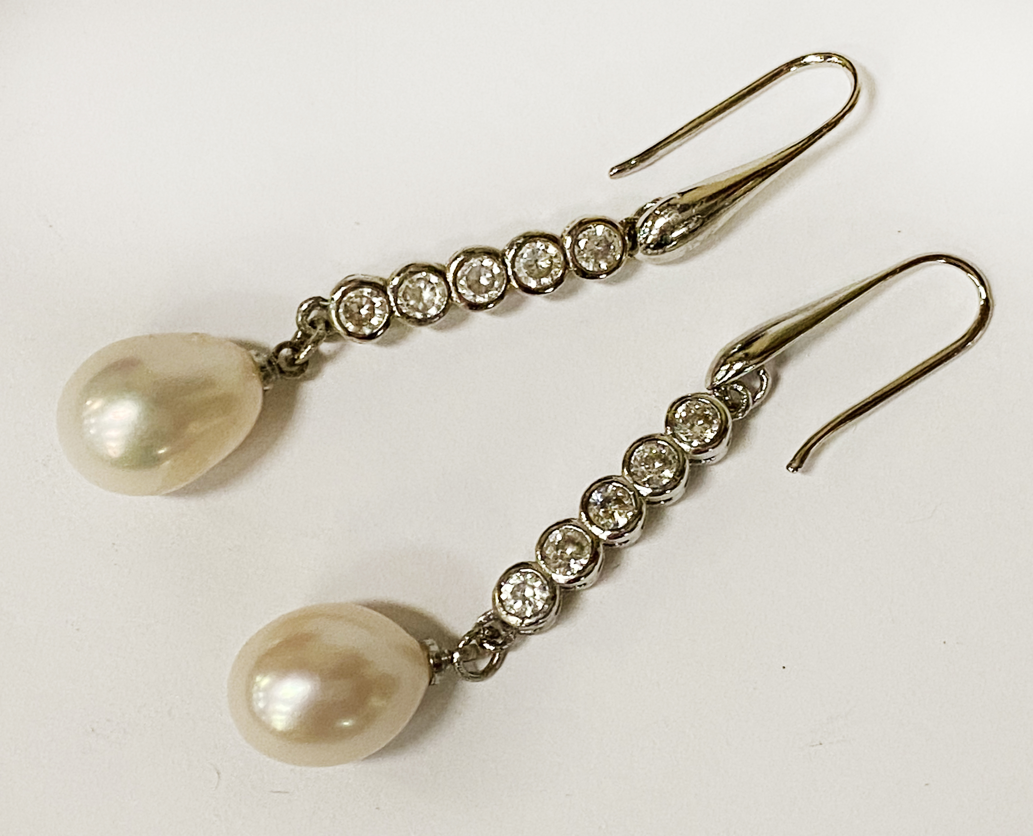 STERLING SILVER LONG SOUTH SEA PEARL DROP HOOK EARRINGS