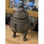 LARGE BRONZE ARCHAIC LIDDED CENSER 32CMS (H) APPROX