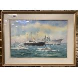 WATERCOLOUR: ROYAL YACHT BRITANNIA - GODFREY SHELLARD