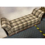 VICTORIAN OTTOMAN WITH WOOLEN TARTAN FABRIC