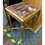 MARBLE TOP SQUARE GILTWOOD TABLE