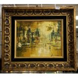 OIL ON CANVAS NEW YORK SIGNED FRANK EDWIN LARSON 24 X 18CMS