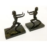 ART DECO BRONZE ON MARBLE BASE 16CMS (H) APPROX SOME DAMAGE TO ONE ARM