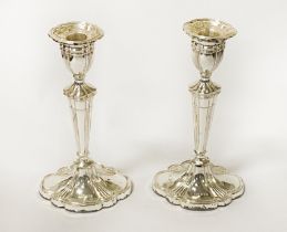 PAIR OF STERLING SILVER CANDLESTICKS 21CMS (H) APPROX