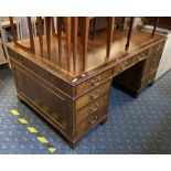 LARGE LEATHER TOP PEDESTAL DESK