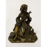 BRONZED MUSICAL FIGURE - SIGNED 17CMS (H) APPROX