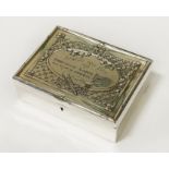 SILVER CIGAR BOX - INSCRIBED 5CMS (H) X 16CMS (W) X 12CMS (D) ARGELES GOLF CLUB 1911