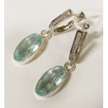 STERLING SILVER AQUAMARINE LEVER BACK EARRING