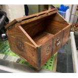 HARDWOOD CARVED JEWELLERY CASKET 25CMS (H) X 38CMS (W) X 25.5CMS (D) APPROX