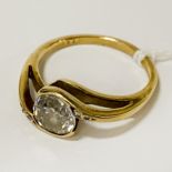 MOISSANITE & 18CT GOLD RING SIZE O/P