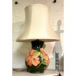 RETRO WALTER MOORCROFT ''HIBISCUS'' PATTERN TABLE LAMP 25CM APPROX