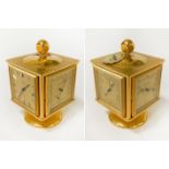 BRASS 8 DAY MANTLE CLOCK WITH 4 FACE THERMOMETER