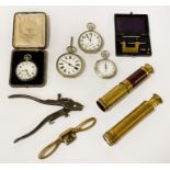 4 POCKET WATCHES WITH OTHER ITEMS