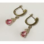 STERLING SILVER PINK TOPAZ EARRINGS