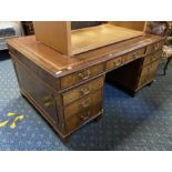 LARGE LEATHER TOP PEDESTAL DESK