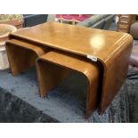 MID CENTURY BENTPLY COFFEE TABLE NEST WITH 2 SMALLER SIDE TABLES