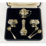 CASED H/M SILVER CONDIMENTS SET 6OZS APPROX - IN ORIGINAL BOX