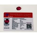 OVAL CUT RUBY - APPROX 8 CT WITH CERTIFICATE