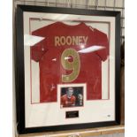 WAYNE ROONEY SIGNED ENGLAND SHIRT FRAMED WITH CERTIFICATE