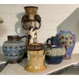 FOUR ROYAL DOULTON ITEMS - 3 JUGS, 1 VASE & 1 OTHER