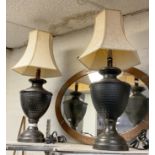 PAIR OF LARGE BRASS TABLE LAMPS APPROX 60CMS (H) EXCLUDING SHADES