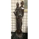 LARGE CARVED WOOD TRIBAL GROUP 82CMS (H) APPROX