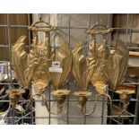 PAIR OF GILT BRONZE BAT WALL LIGHTS