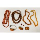 COLLECTION OF BALTIC AMBER JEWELLERY - SOME SILVER