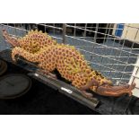 PAIR OF LARGE PAINTED WOOD CROCODILES