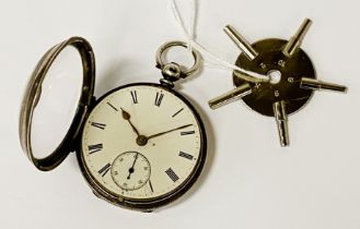 H/M SILVER POCKET WATCH CHESTER WITH KEY