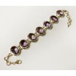 LARGE STERLING SILVER AMETHYST BRACELET