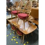 ERCOL TABLE & SIX CHAIRS